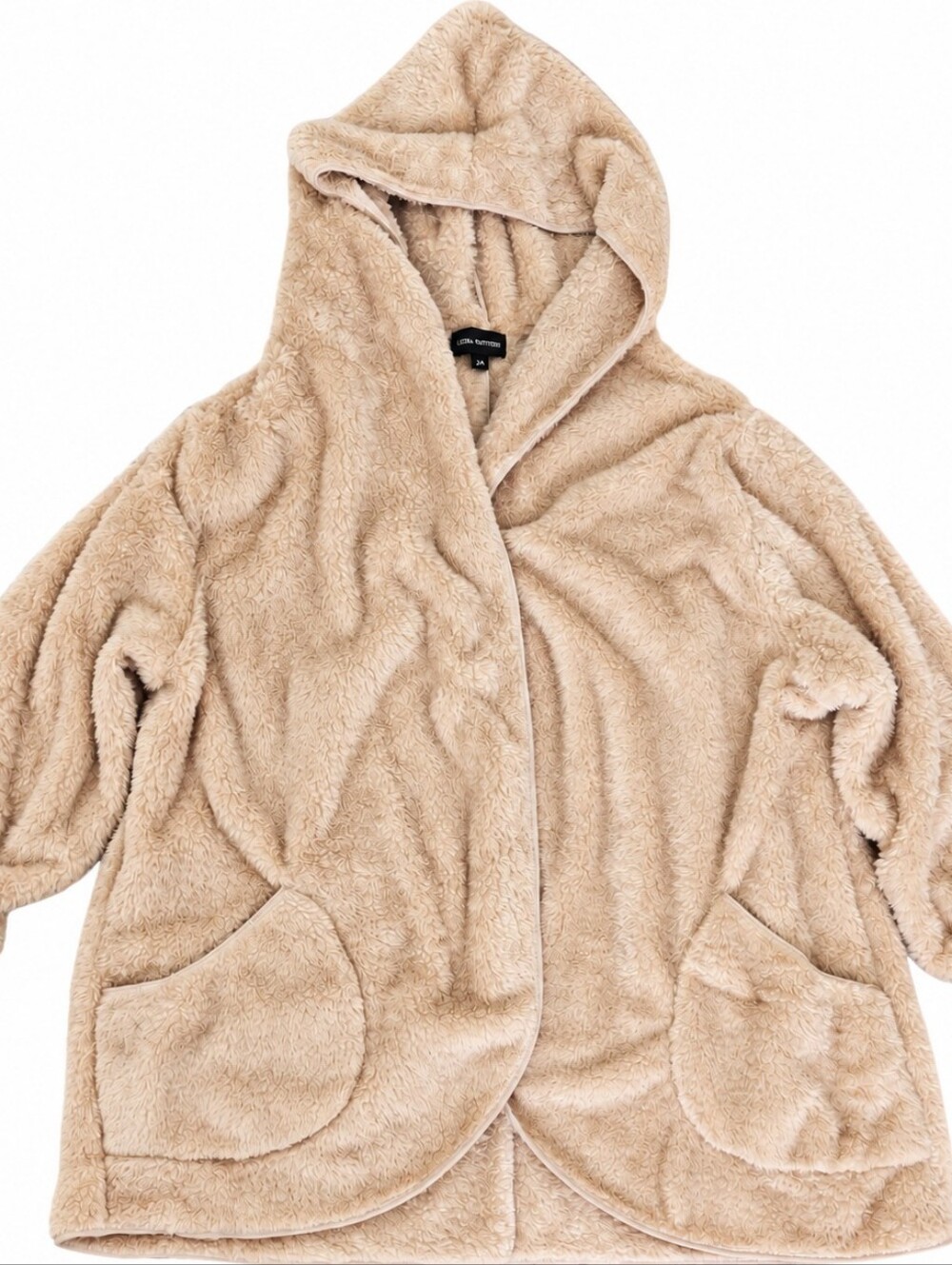 Plush Hooded Teddy Coat - Beige